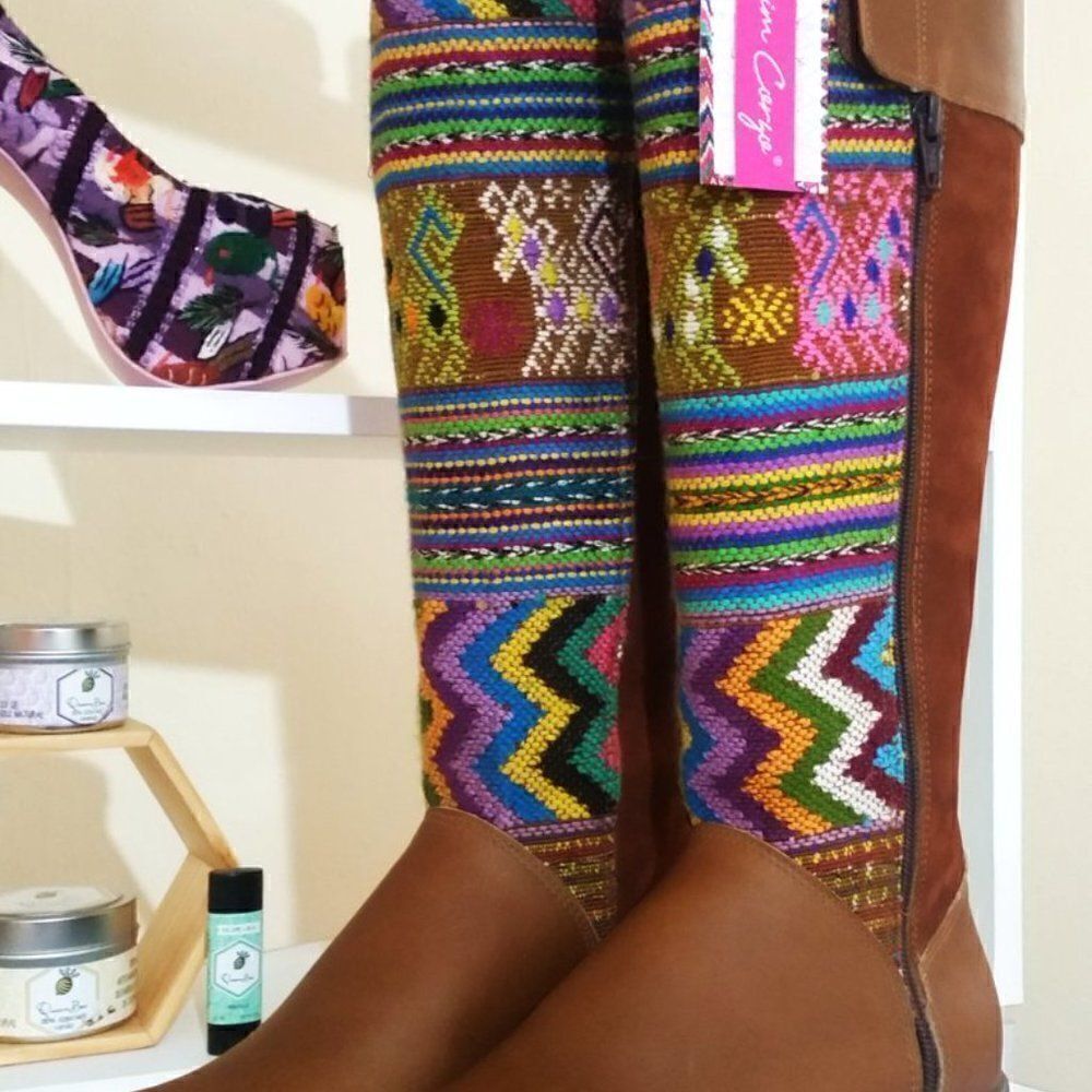 Karim Corzo Embroidered Tall Leather Boots Sz 36